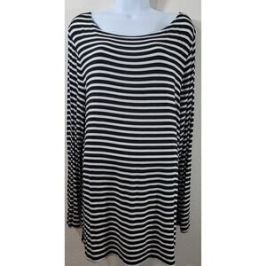 Luxe Black White Striped Long Sleeve Top XXL Lightweight Flowy Soft Stretchy